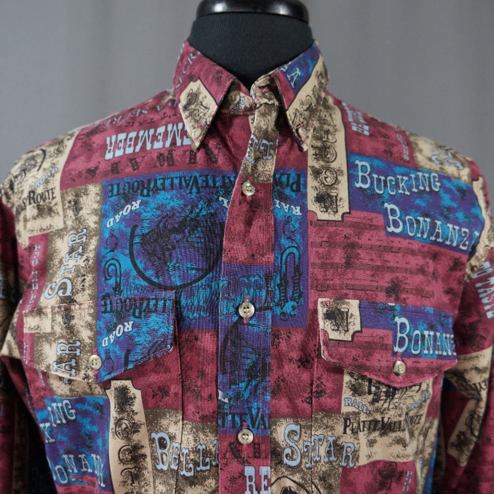 Vintage Wrangler X-Long Tails Men's Western Shirt - Picture 3 of 8